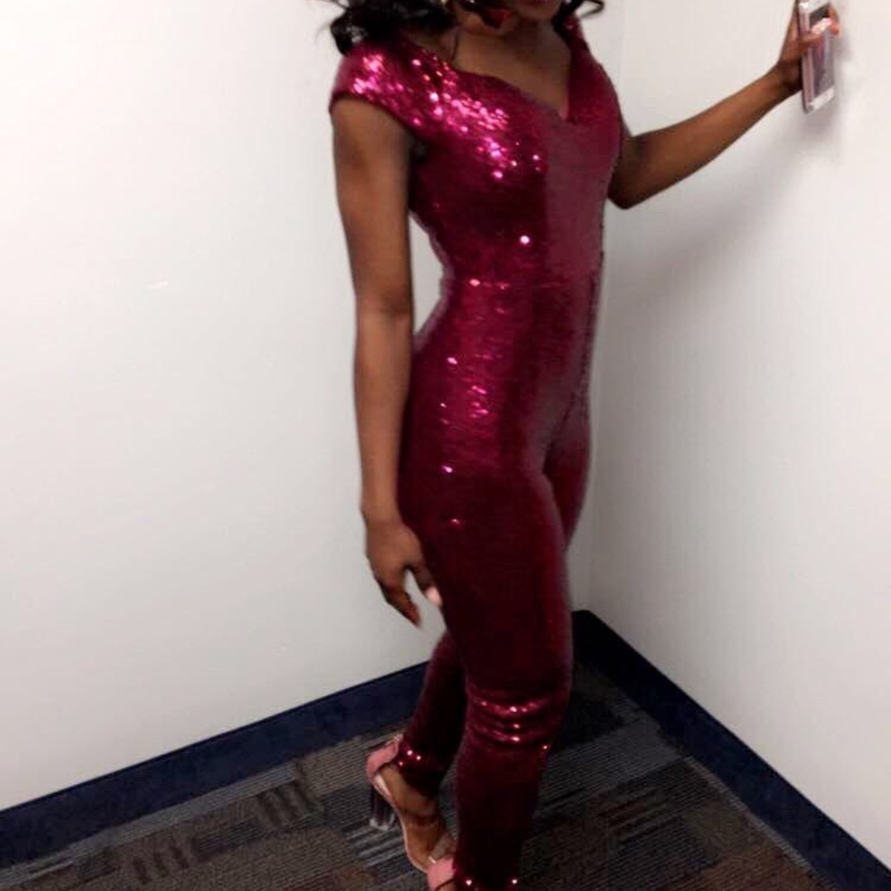 Burgundy Sequin One Piece Bodysuit